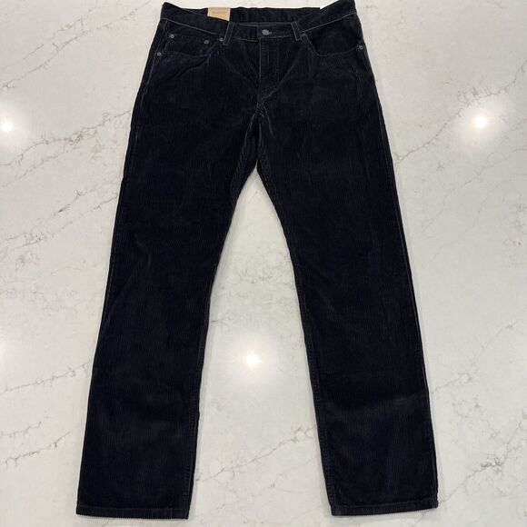 Levis NEW Corduroy Pants Womens 32 X 30 Straight Leg Irregular Black Cotton - Picture 1 of 12